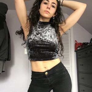 velvet turtleneck crop
